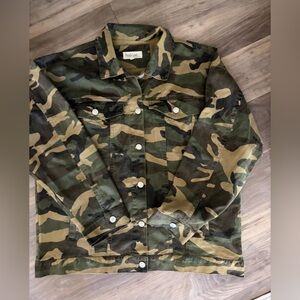 Peach Love California Kids Camo Jean Jacket